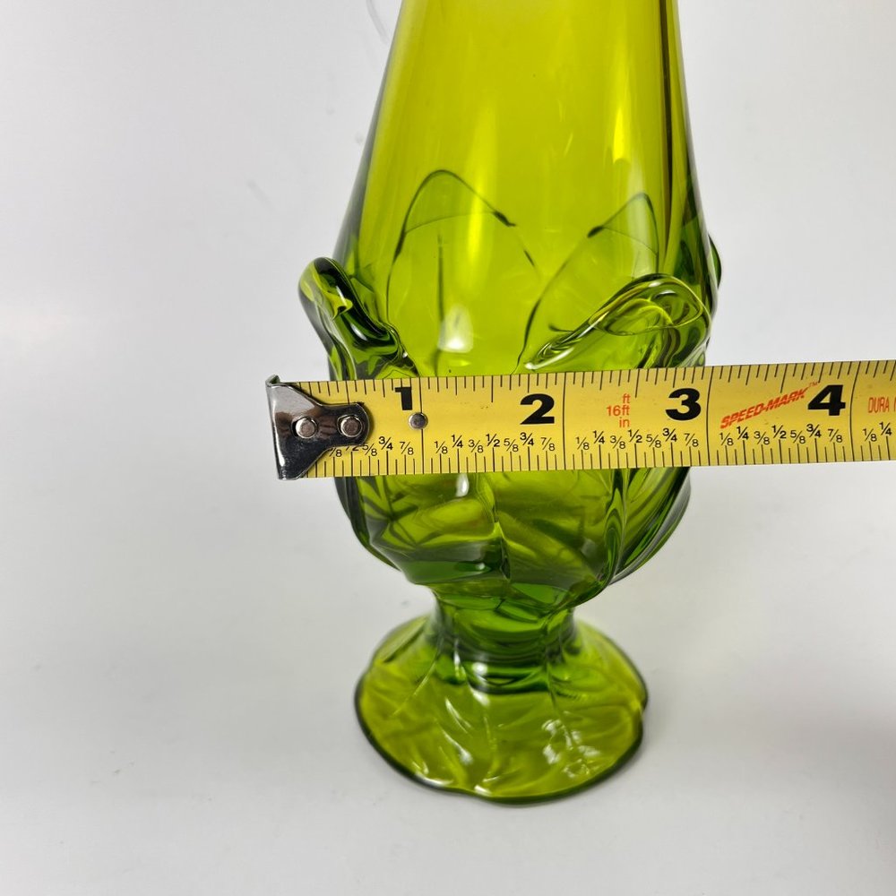 Vintage Viking Swung Glass Vase Avocado Green Epic Leaf Retro 7608 - Picture 13 of 16